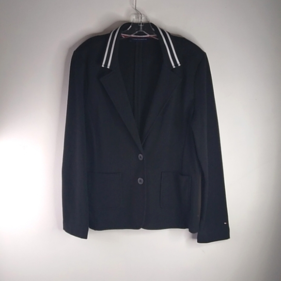 Tommy Hilfiger - Black/White Knit Long Sleeve Jacket - Size Med - Picture 1 of 5